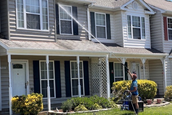 Professional house washing service cleaning a residential home in Hagerstown, Maryland
